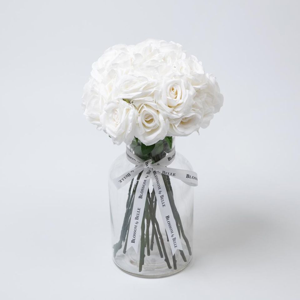 A Jar of Artificial Roses - White