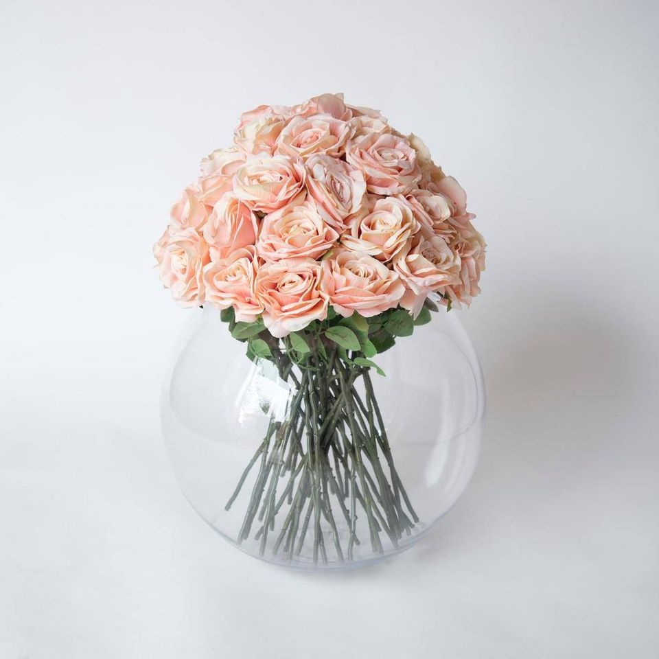 Artificial Apricot Rose Bowl - XL