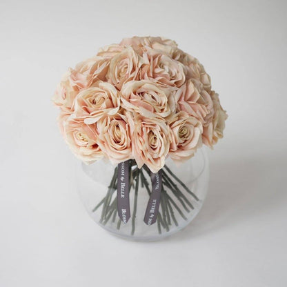 Artificial Apricot Rose Bowl - Medium