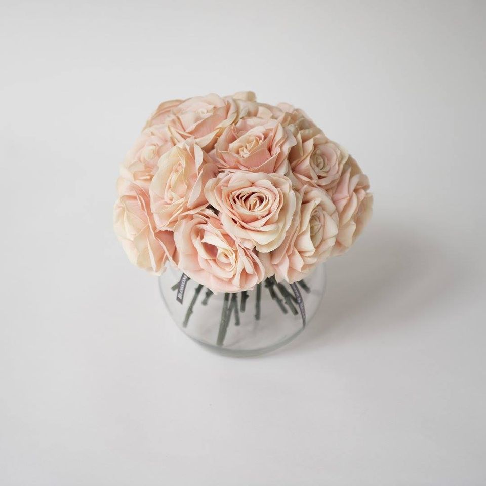 Artificial Apricot Rose Bowl - Small