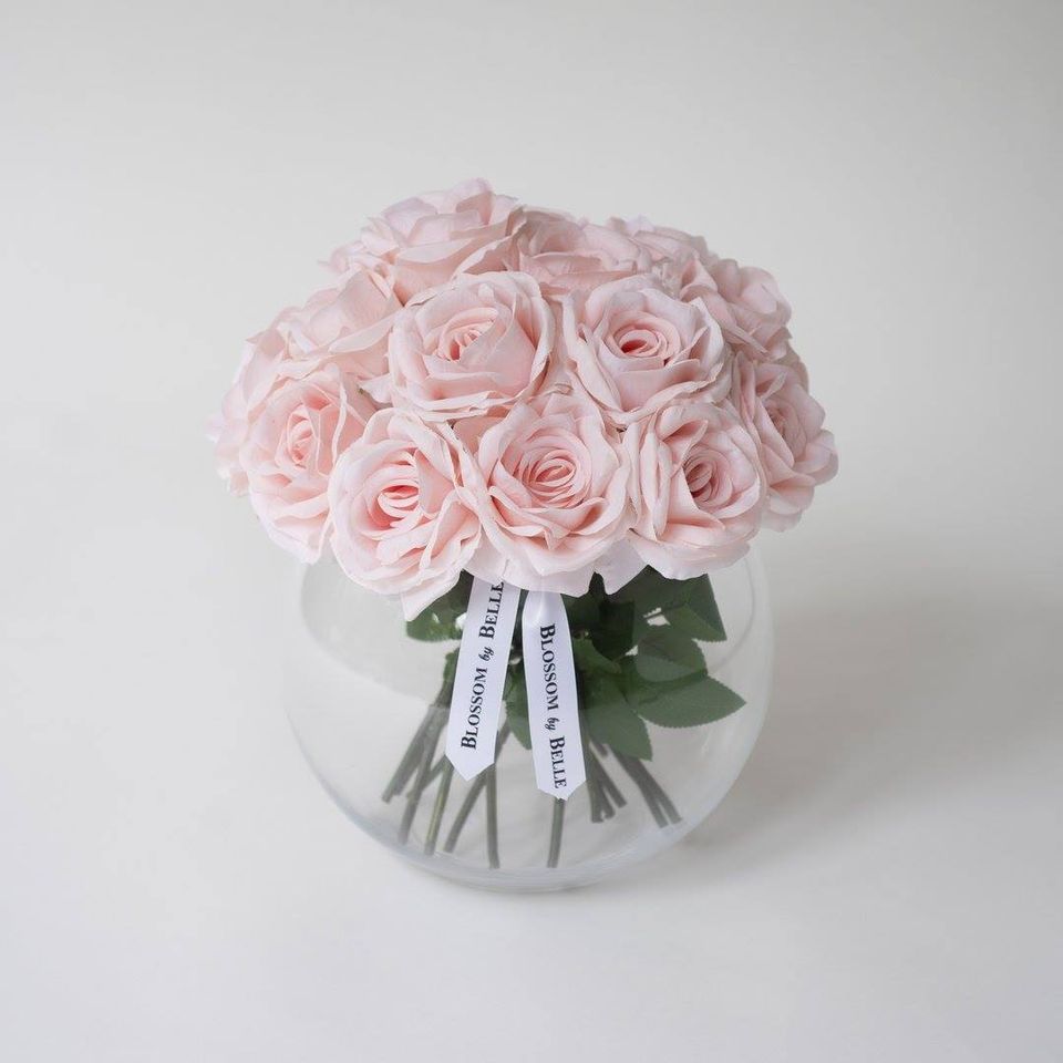 Artificial Ballet Pink Rose Bowl - Medium