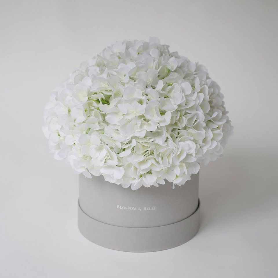 The White Hydrangea Hat Box - Grey