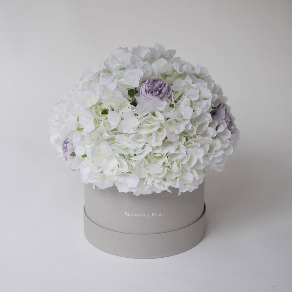 The White and Lilac Splash Hat Box - Grey