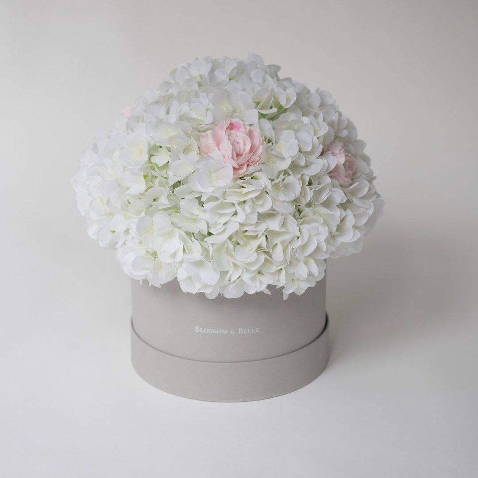 The White and Pink Splash Hat Box - Grey