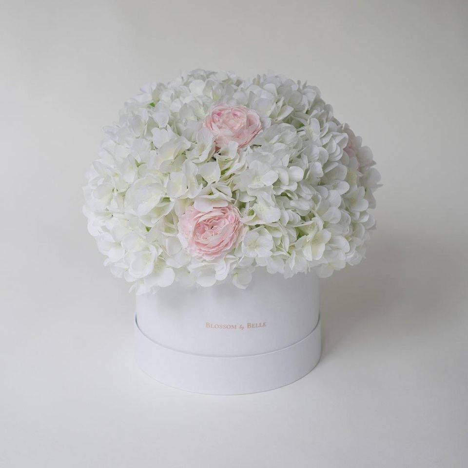 The White and Pink Splash Hat Box - White